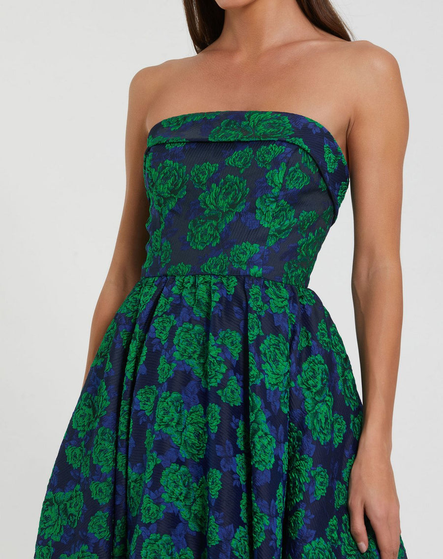 Cocktail Dresses A Line Floral Midi Cocktail Dress  Emerald Multi