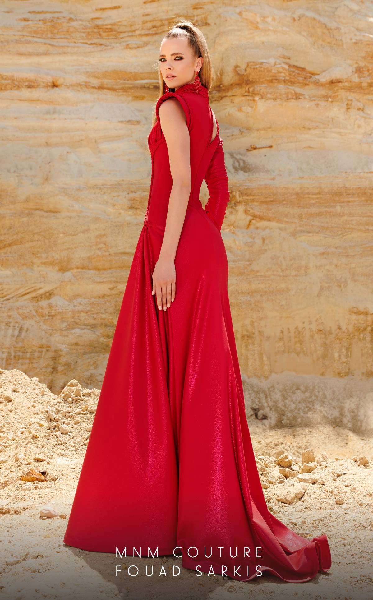 Formal Dresses A Line Ruched Metallic Long Slit Formal Evening Dress   Red