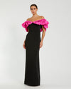 Prom Dresses Long Prom Formal Ruffle Dress Black Hot Pink