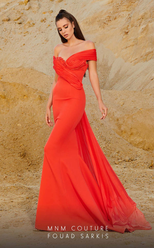 Formal Dresses Fitted Long Ruched Formal Evening Dress Coral