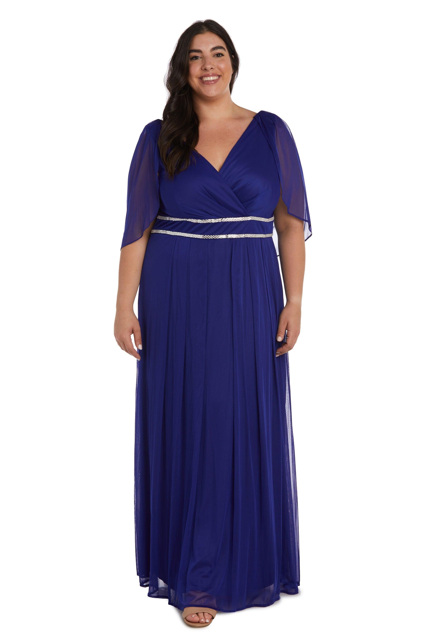 R&M Richards 2770W Long Plus Size Capelet Dress