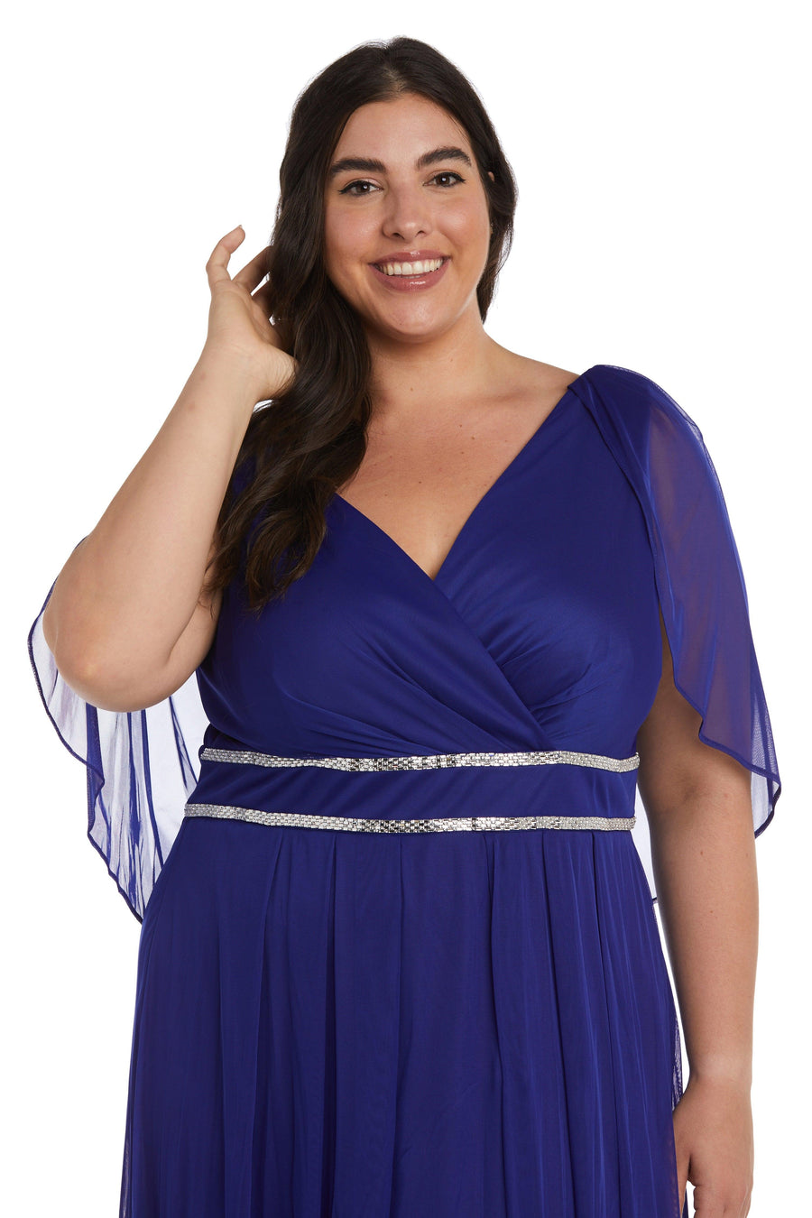 R&M Richards 2770W Long Plus Size Capelet Dress
