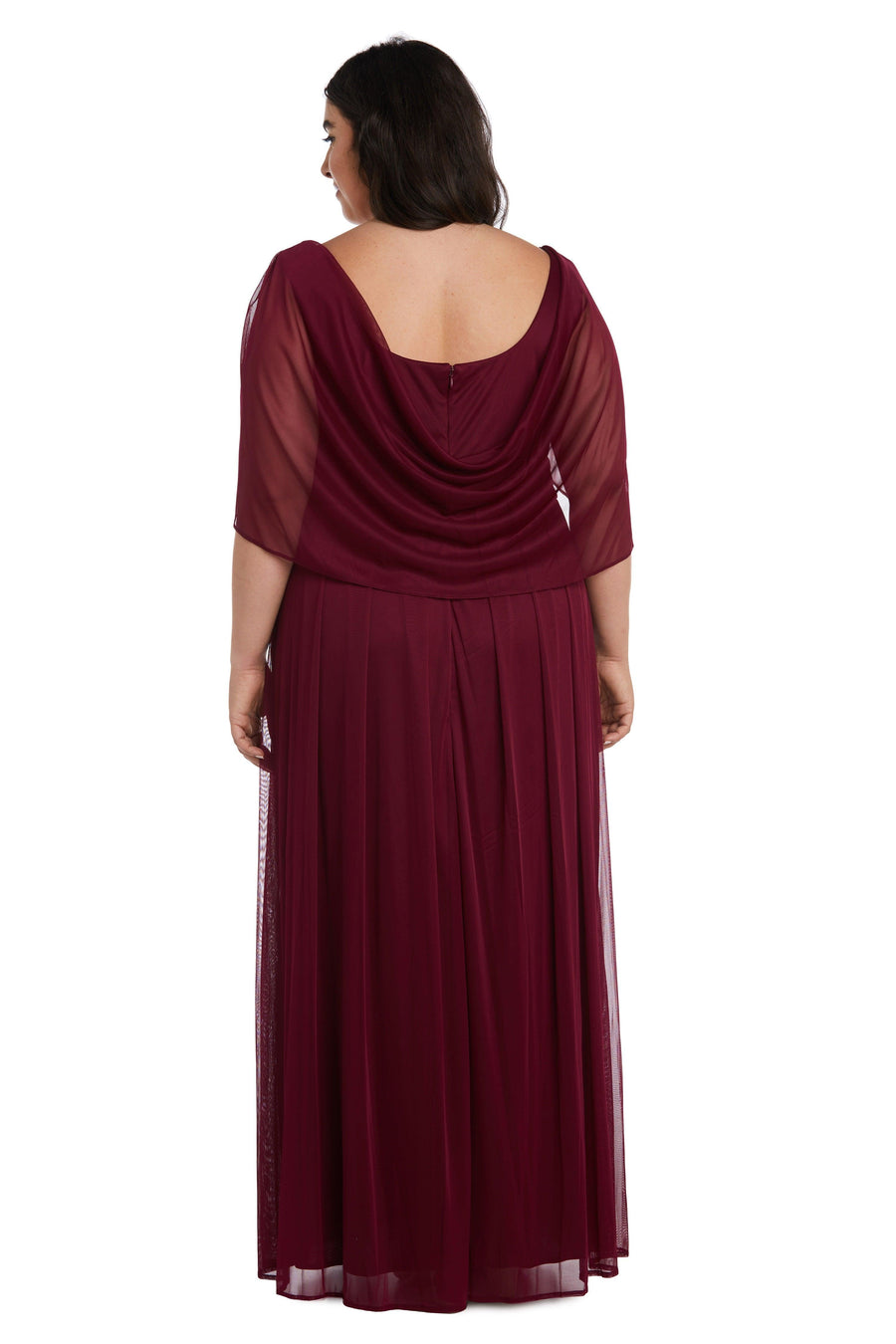 R&M Richards 2770W Long Plus Size Capelet Dress