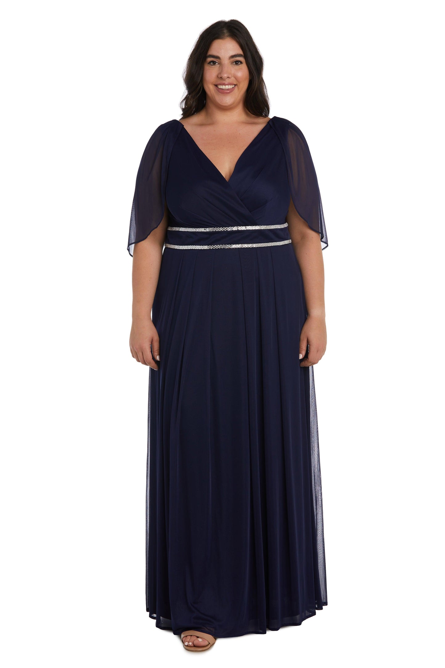 R&M Richards 2770W Long Plus Size Capelet Dress