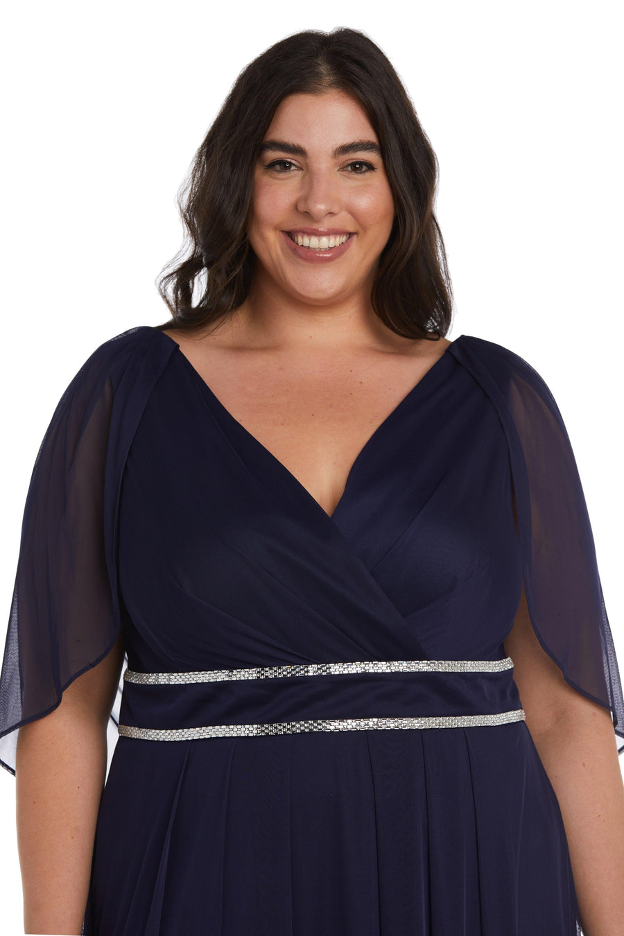 R&M Richards 2770W Long Plus Size Capelet Dress