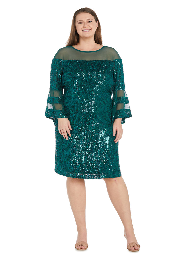 Plus Size Dresses Sequin Long Sleeve Plus Size Mother of the Bride Dress Emerald