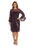 Mother of the Bride Dresses Short Sequin Long Sleeve Mother of the Bride Dress Plum