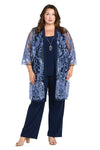 Pant Suit Sequin Plus Size Mother of the Bride Jacket Pant Suit Periwinkle/Navy