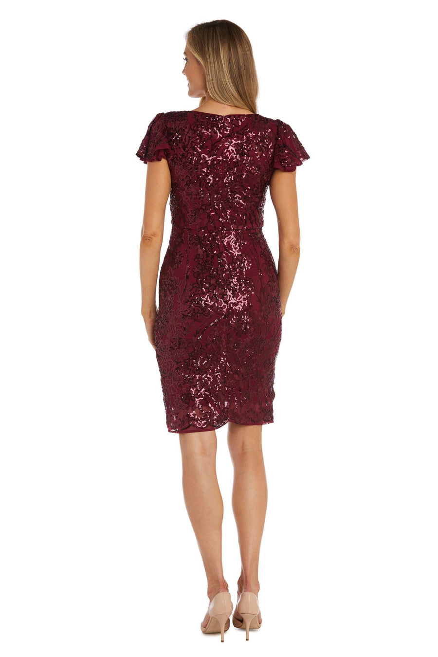 Cocktail Dresses Short Sequin Lace Cocktail Petite Dress Merlot