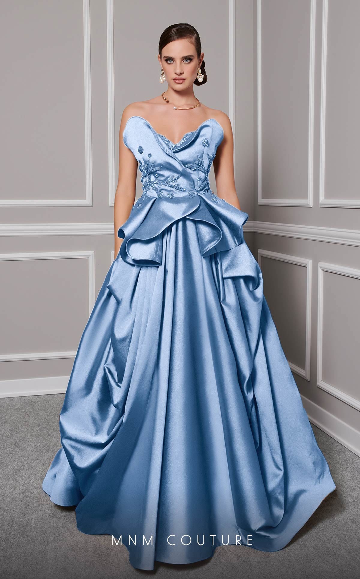 Prom Dresses A Line Long Formal Beaded Prom Dress Ice Blue