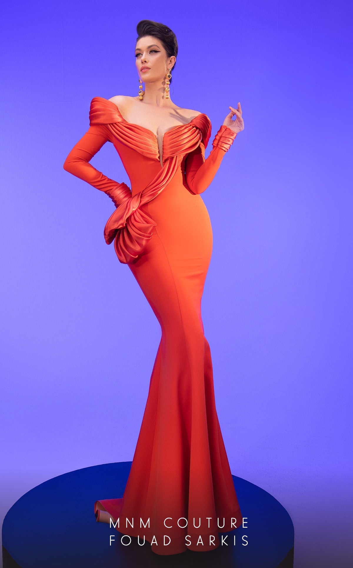 Formal Dresses Long Formal Fitted Mermaid Evening Dress Orange