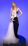 Formal Dresses Beaded Fitted Long Pleated Evening Formal Dress  Black White