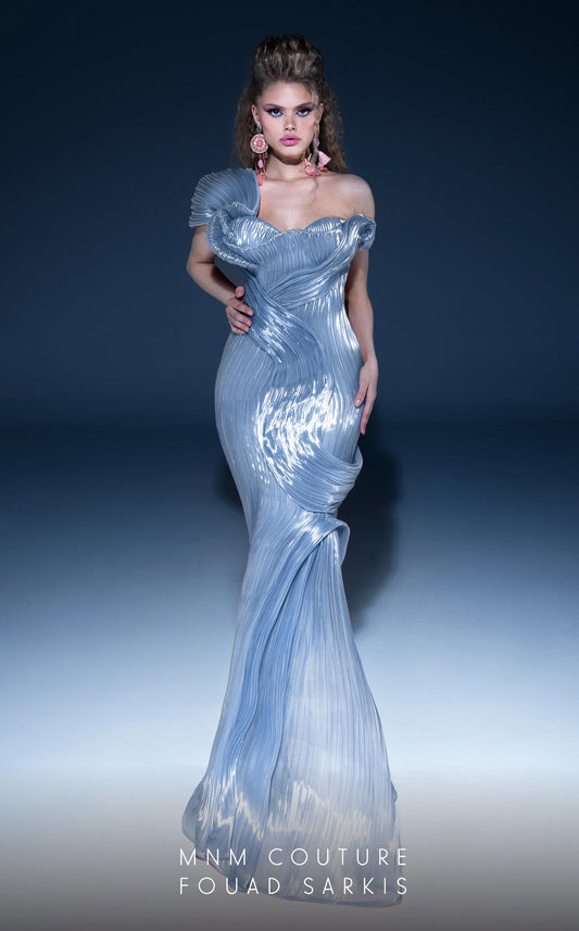 Formal Dresses Fitted Long Mermaid Pleated Formal Dress Ice Blue