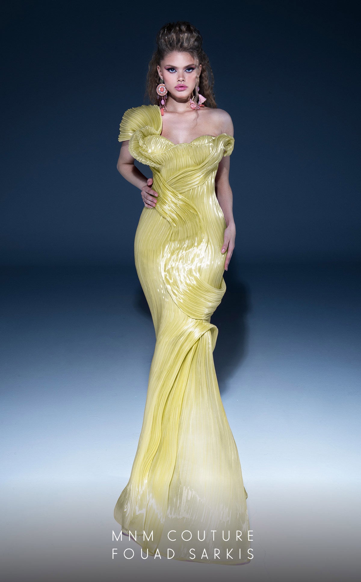Formal Dresses Fitted Long Mermaid Pleated Formal Dress Yellow