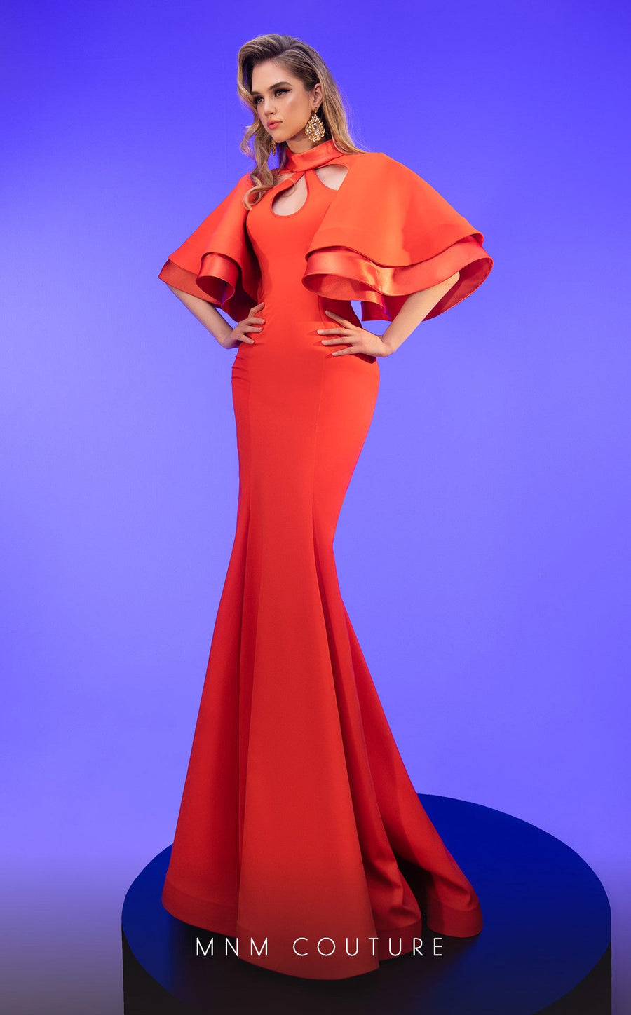 Formal Dresses Fitted Long Mermaid Tiered Formal Dress Orange