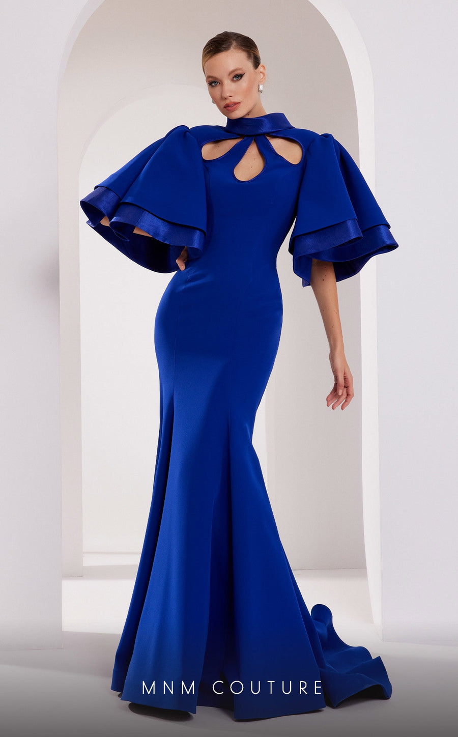 Formal Dresses Fitted Long Mermaid Tiered Formal Dress Blue