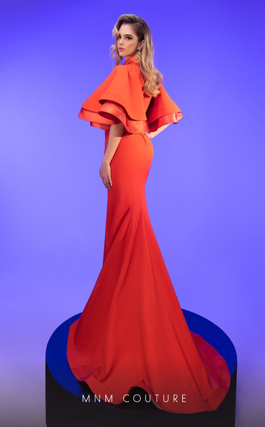 Formal Dresses Fitted Long Mermaid Tiered Formal Dress Orange