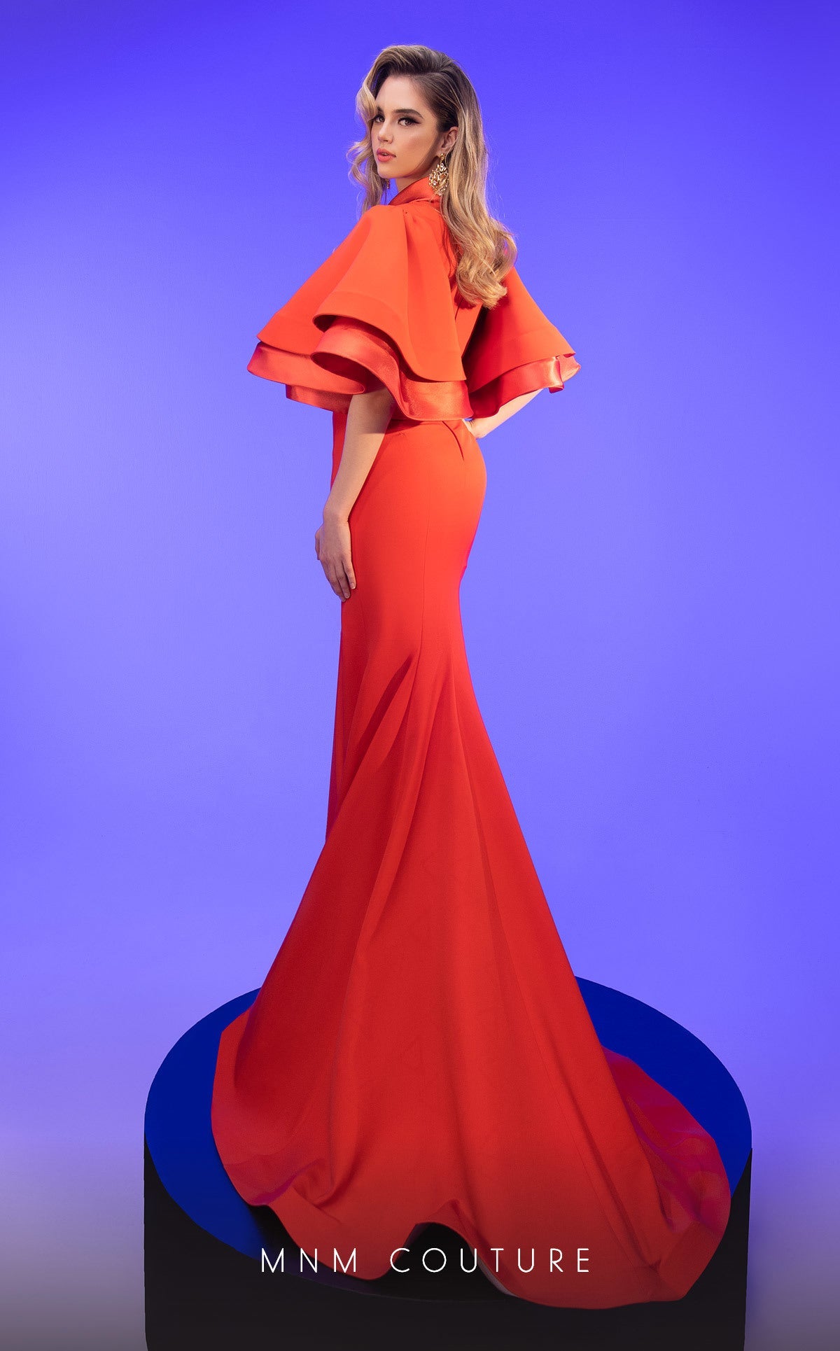 Formal Dresses Fitted Long Mermaid Tiered Formal Dress Orange