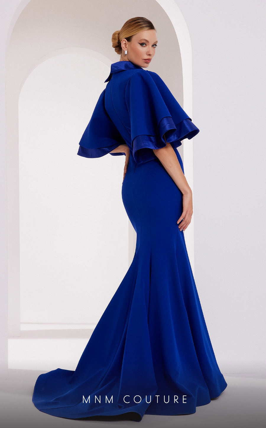 Formal Dresses Fitted Long Mermaid Tiered Formal Dress Blue