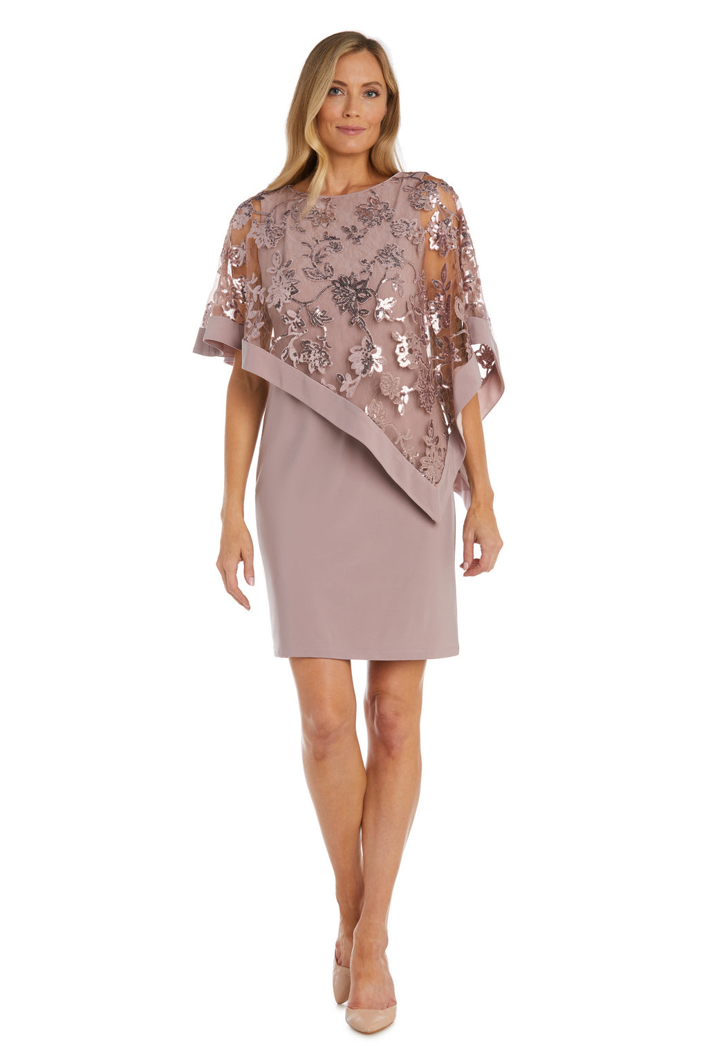Mother of the Bride Dresses Short Sequin Floral Poncho Mother of the Bride Dress Mauve