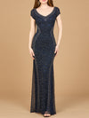 Formal Dresses Long Fitted Beaded Formal Lace Evening Dress Navy