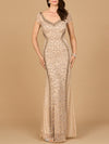 Formal Dresses Long Fitted Beaded Formal Lace Evening Dress Nude