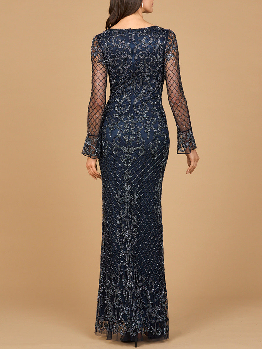 Formal Dresses Long Formal Beaded Evening Dress Navy