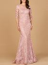 Formal Dresses Long Lace Floral Applique Formal Evening Dress Blush