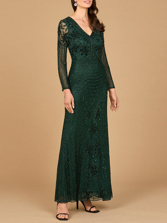 Formal Dresses Formal Long Beaded Evening Dress  Dark Green