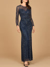 Mother of the Bride Dresses Long Formal Beaded Mother of the Bride Dress Navy