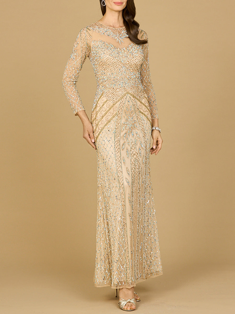 Formal Dresses Formal Long Beaded Evening Dress Nude Multi