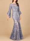 Formal Dresses Beaded Long Bell Sleeve Evening Formal Dress Dusty Purple
