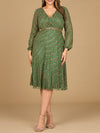 Mother of the Bride Dresses Long Sleeve Cocktail Beaded Midi Dress Olive