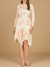 Cocktail Dresses Fitted Long Sleeve High Low Cocktail Dress Ivory/Blush