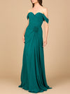 Prom Dresses Long Floral Applique Formal A Line Dress Emerald Green