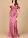 Prom Dresses Long 3D Floral Applique Formal Prom Dress Dark Rose