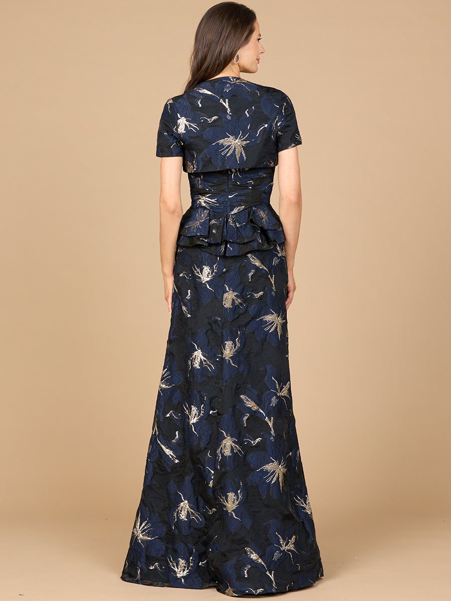 Formal Dresses Long Formal Floral Evening Bolero Prom Dress Navy