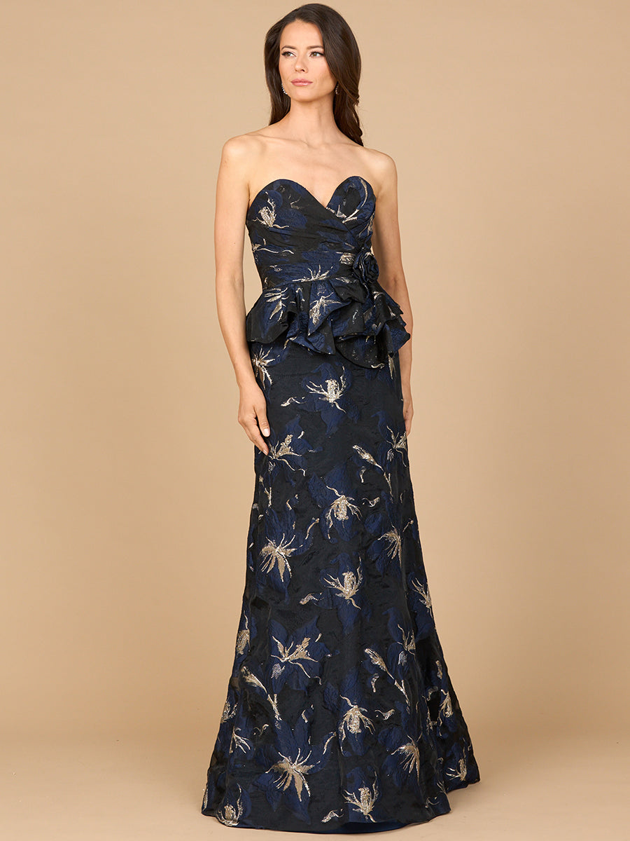 Formal Dresses Long Formal Floral Evening Bolero Prom Dress Navy