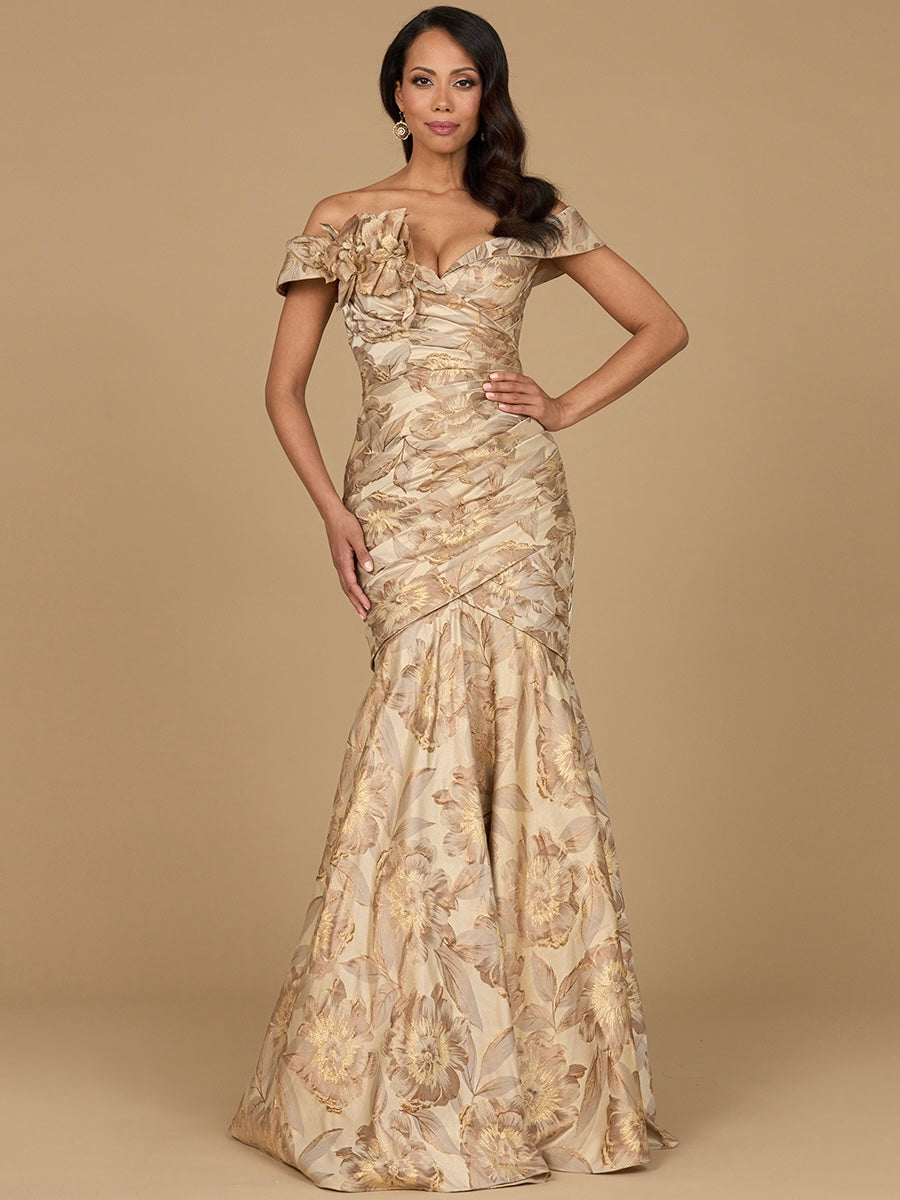 Formal Dresses Long Mermaid Formal Evening Floral Dress Champagne Gold