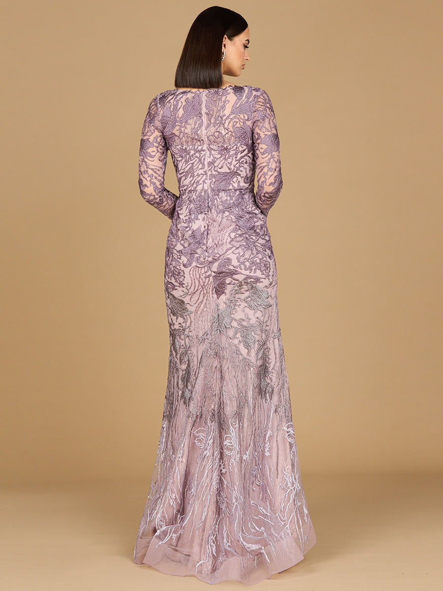 Formal Dresses Long Sleeve Formal Evening Ombre Dress Purple