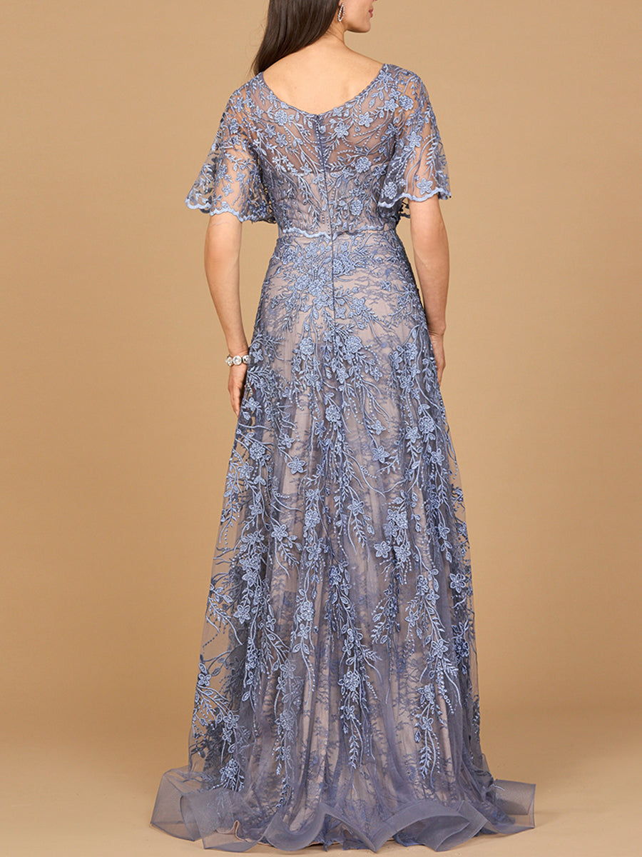 Formal Dresses Long Lace Formal A Line Dress Dark Periwinkle