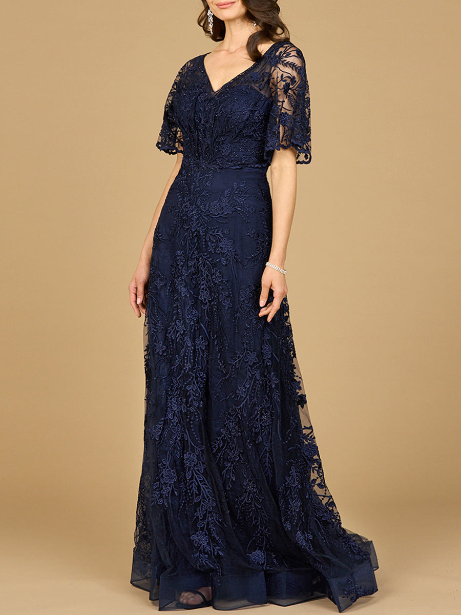 Formal Dresses Long Lace Formal A Line Dress Navy