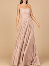 Prom Dresses  Pleated Long Formal Metallic Prom Dress Champagne Rose