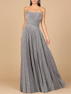 Prom Dresses  Pleated Long Formal Metallic Prom Dress Gray