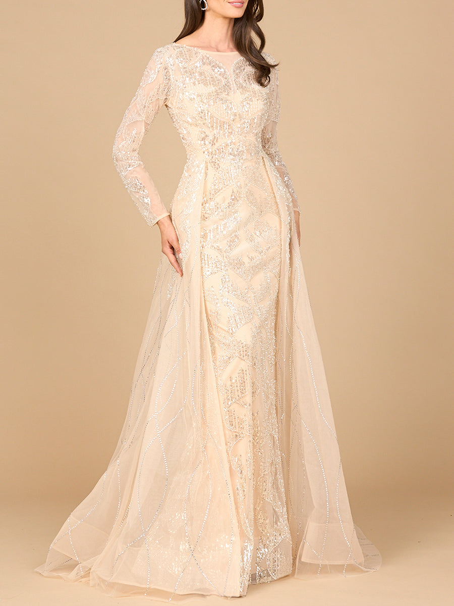 Formal  Dresses Long Lace Formal Overskirt Evening Dress Champagne