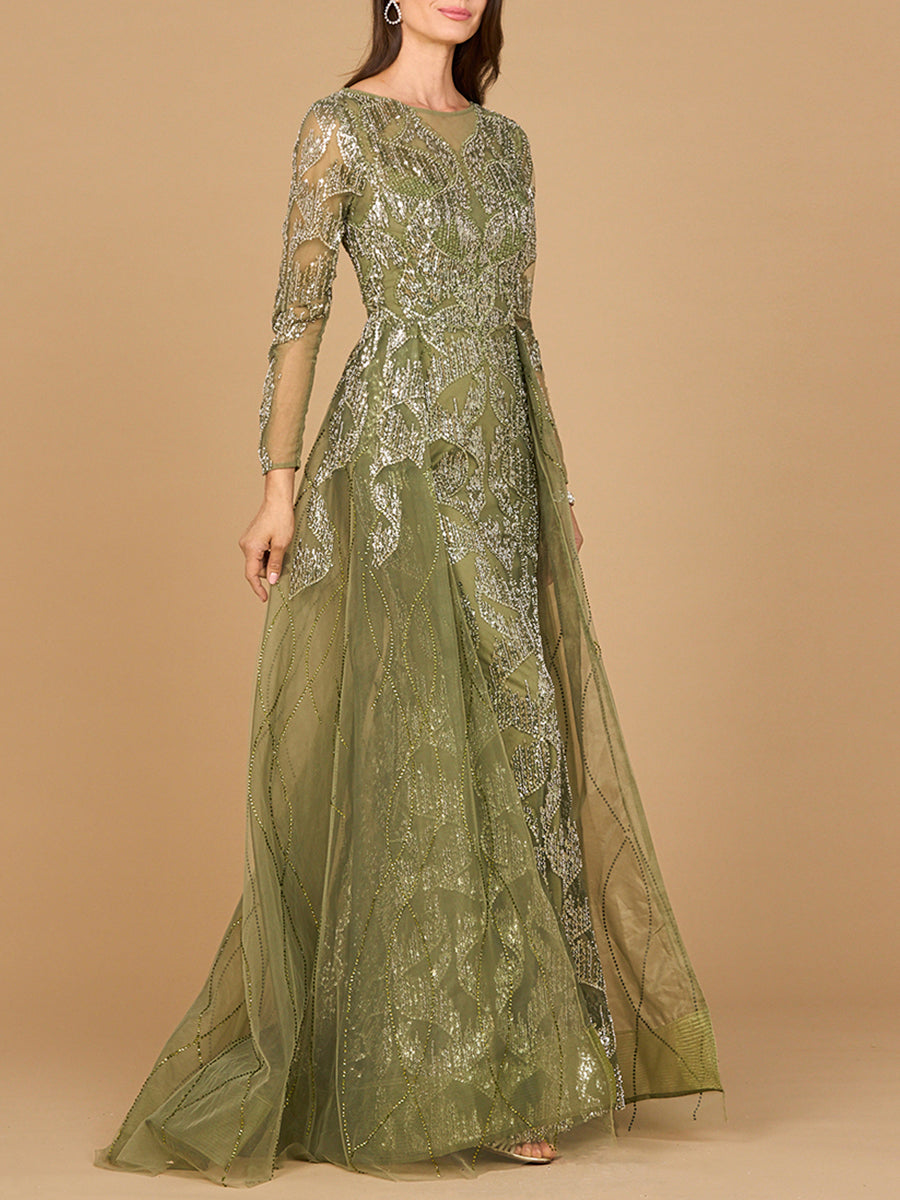 Formal Dresses Long Lace Formal Overskirt Evening Dress Olive
