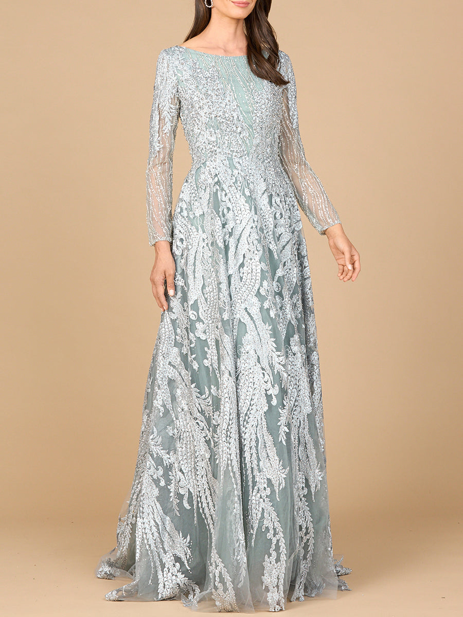 Mother of the Bride Dresses Long Modest Beaded Lace Formal Mother of the Bride Dress Slate