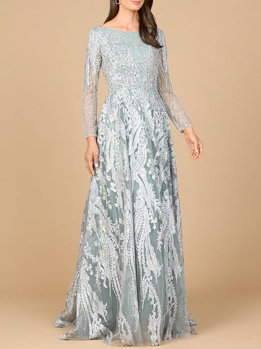 Mother of the Bride Dresses Long Modest Beaded Lace Formal Mother of the Bride Dress Slate