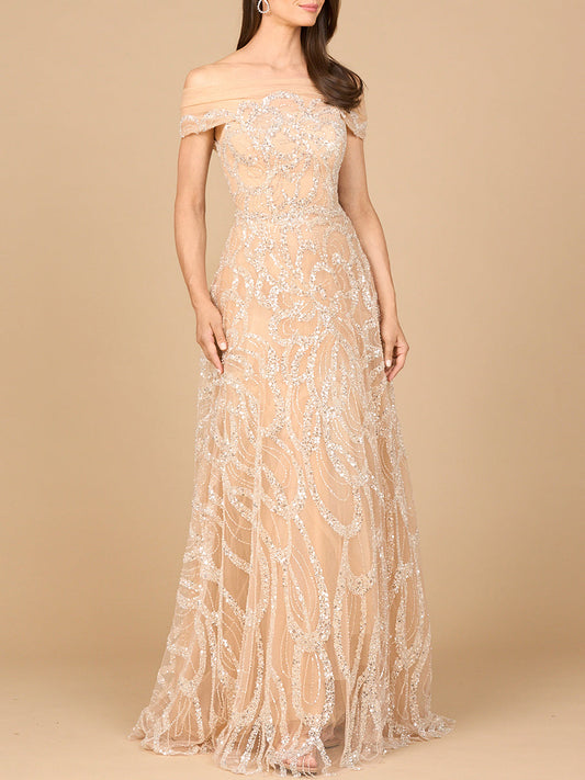 Formal Dresses Long Lace Formal A Line Evening Dress Champagne