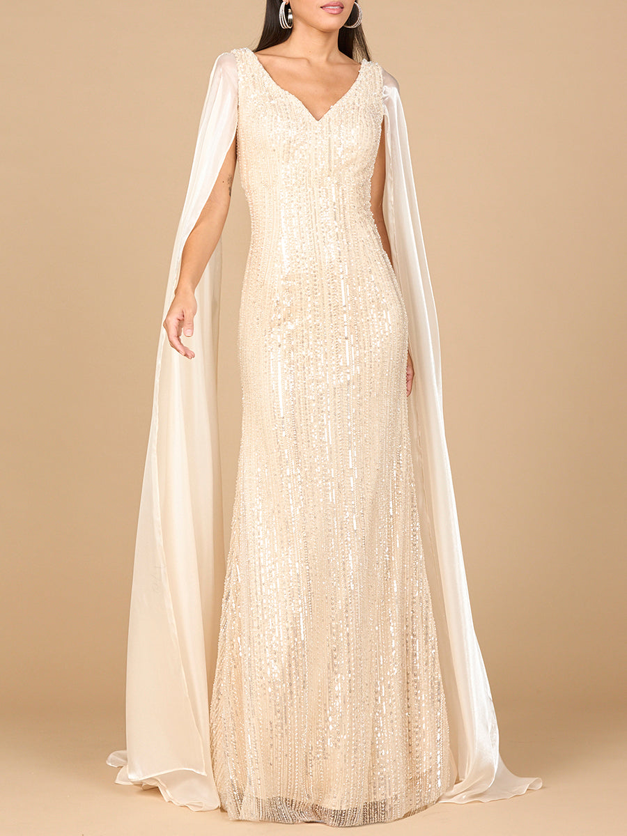 Formal Dresses Long Beaded Pattern Formal Evening Dress Champagne
